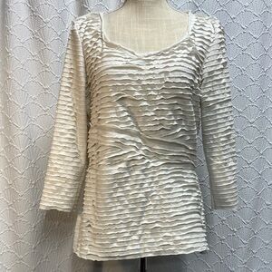 Sophie Max size XL Ivory off white‎ Ruffled long sleeve Blouse dressy stretch